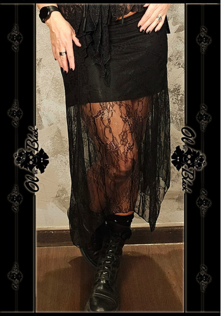 FALDA MIDI ENCAJE TU