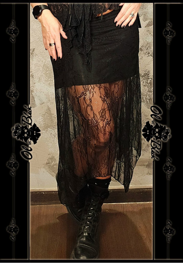 FALDA MIDI ENCAJE TU