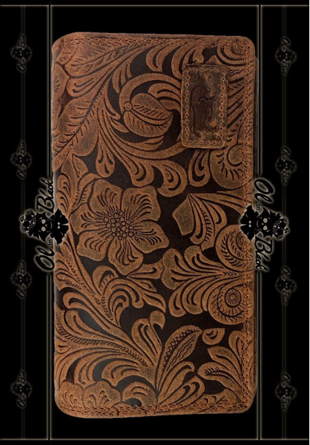 CARTERA FLORAL DE CUERO