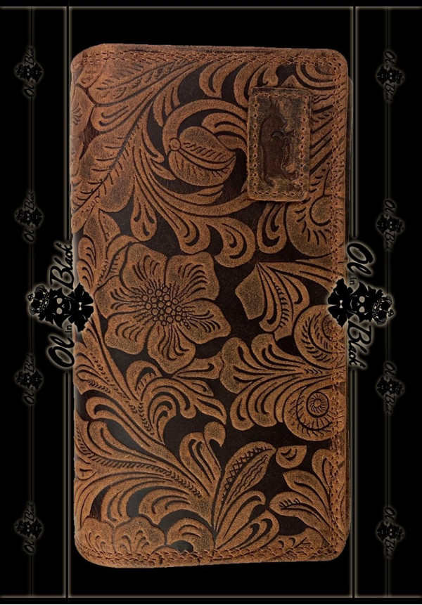 CARTERA FLORAL DE CUERO