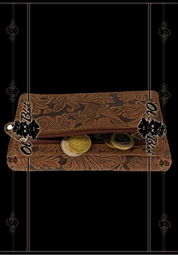 CARTERA FLORAL DE CUERO