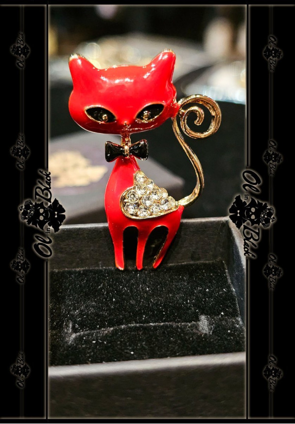 BROCHE GATO ROJO