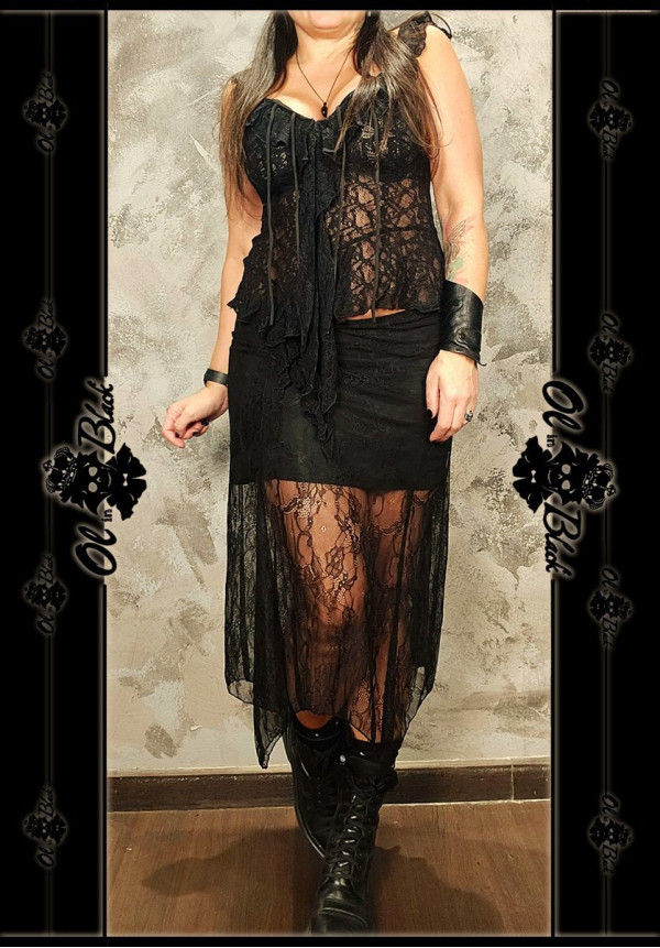 FALDA MIDI ENCAJE TU