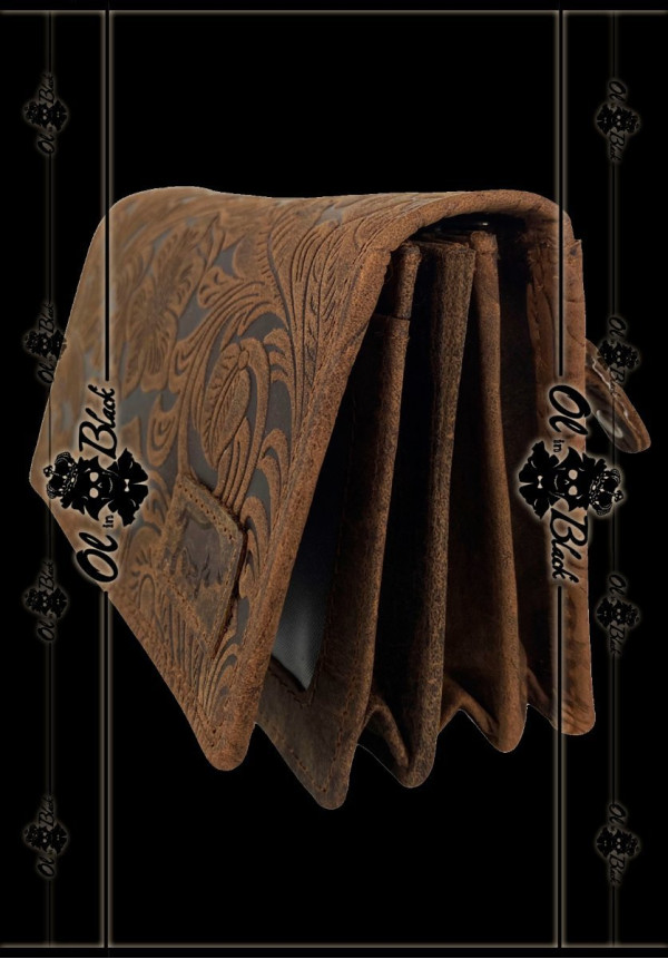 CARTERA FLORAL DE CUERO