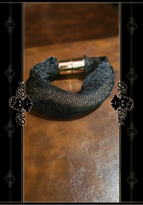 PULSERA MALLA CRISTALES IMAN