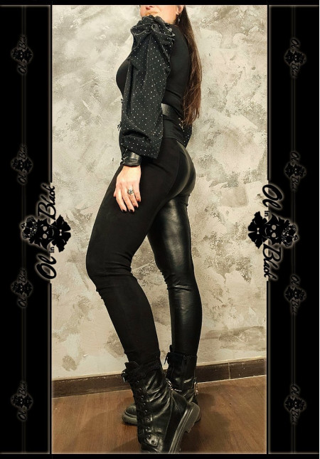 CAMISETA NEGRA STRASS ML TU