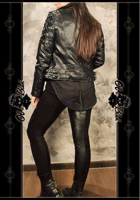 CAZADORA POLIPIEL TRENZADA MANGA