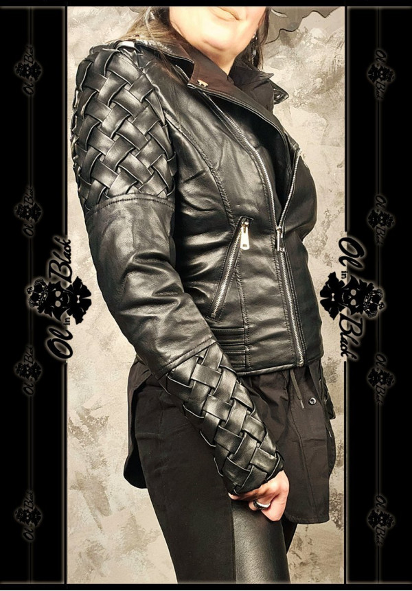 CAZADORA POLIPIEL TRENZADA MANGA