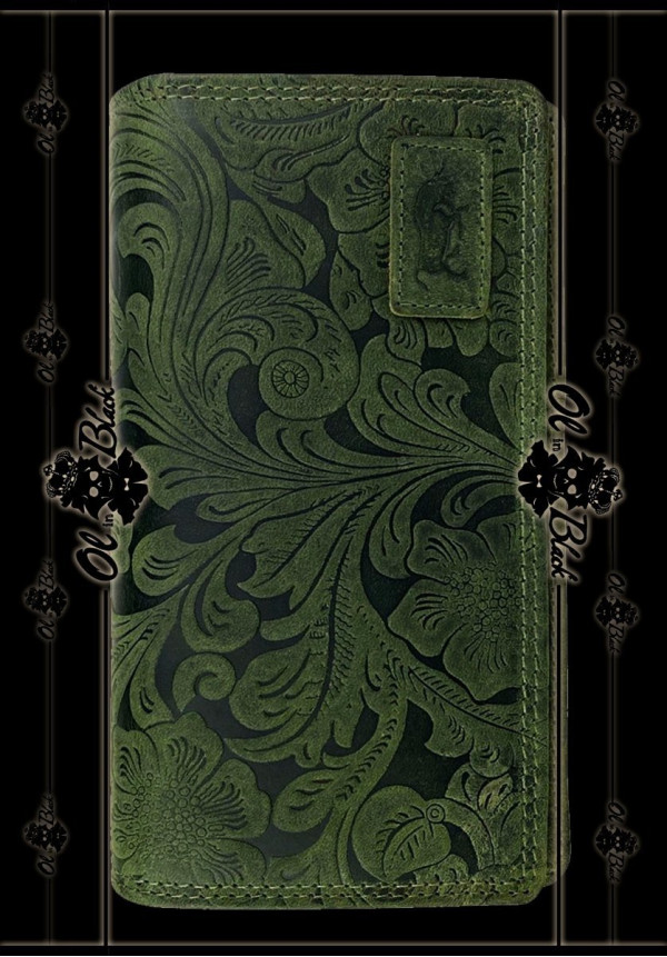 CARTERA FLORAL DE CUERO