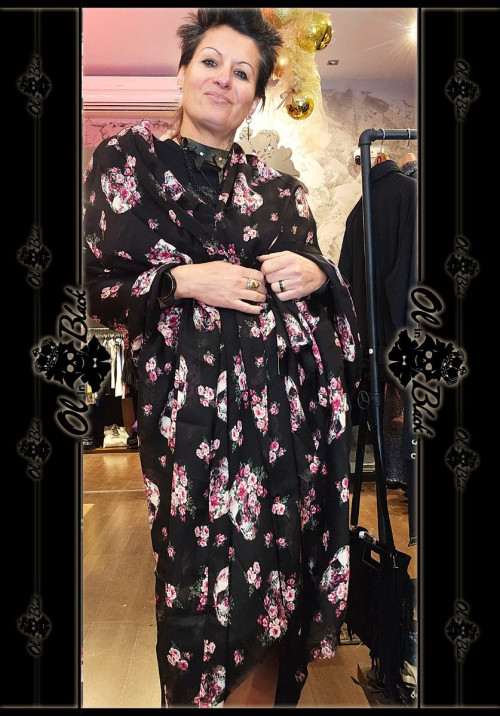 BUFANDA CALAVERA FLORAL