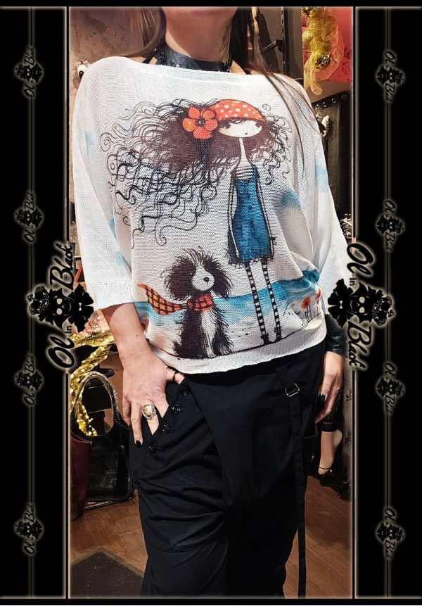 JERSEY FINO MANGA FRANCESA NIÑA Y PERRITO