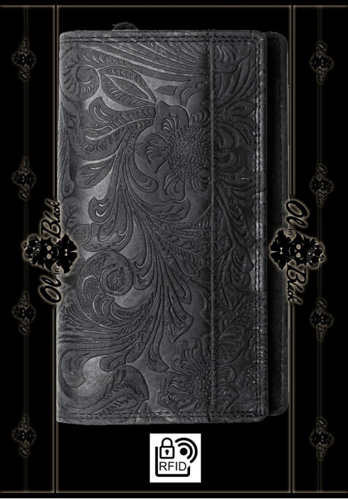 CARTERA CUERO IMPRESION FLORAL