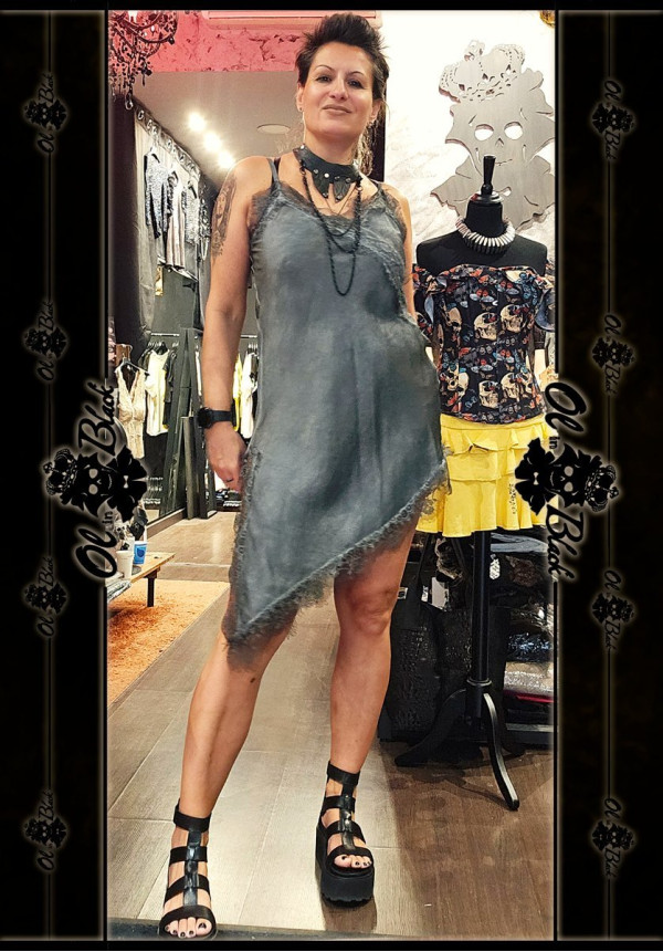 VESTIDO LENCERO ACERO