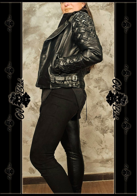 CAZADORA POLIPIEL TRENZADA MANGA