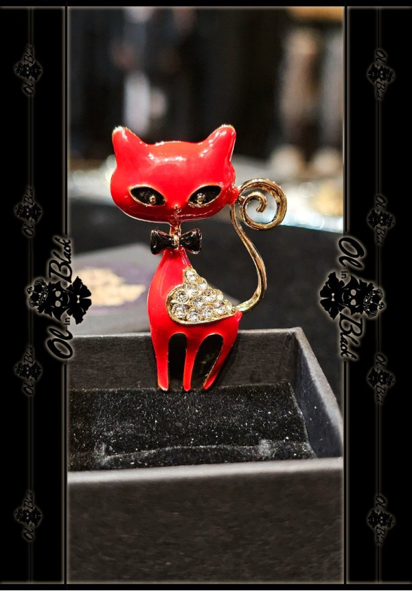 BROCHE GATO ROJO